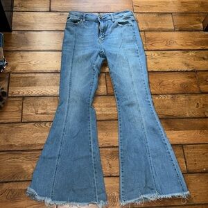 Distressed bottom flare bell bottom Jeans